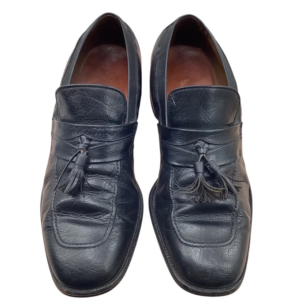 Allen Edmonds Ostendo Mens 10 B Black Leather Tassel Loafers Dress Shoes 8801‎